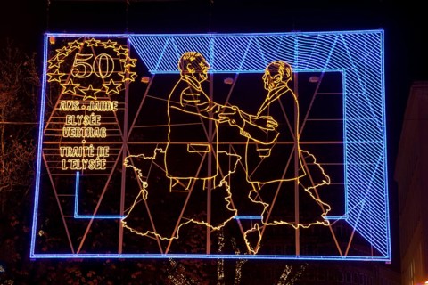 Lichtwochen light display to the theme of Europe in Essen with France as the host country
