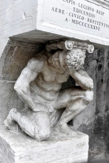 Detail view of a supporting sculpture