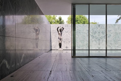 Sculpture in a water pool