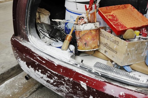 Trunk with painting supplies
