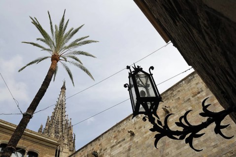 Gothic lantern in the courtyard