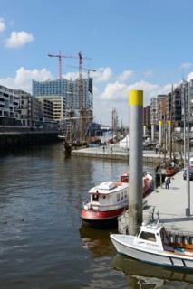 Ships are moored in the Tall Ship Harbour