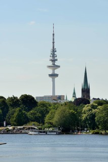 Alster river steamer on the Aussenalster or Outer Alster Lake