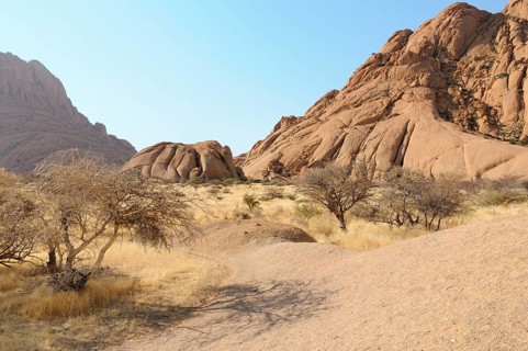 Savannah landscape with granite rocks