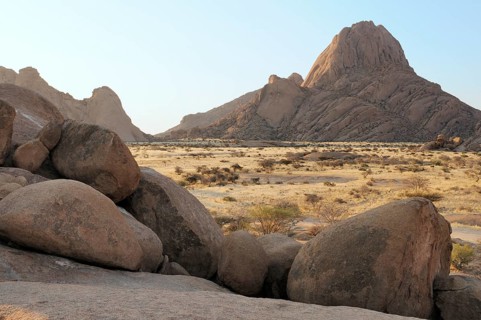 Savannah landscape with rock formations