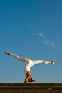 Young woman practising Hatha yoga