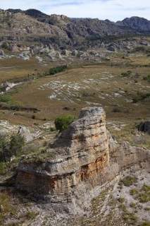 View of sandstone canyon and mountains