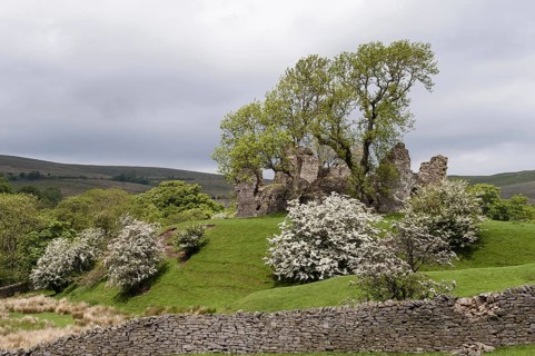Ruins of 12th century Norman keep with 14th century garderobe turret
