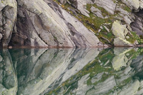 Rocks being reflected in the water