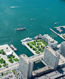 View from CN Tower towards Lake Ontario