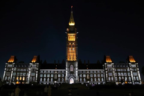 Light show on Parliament Hill