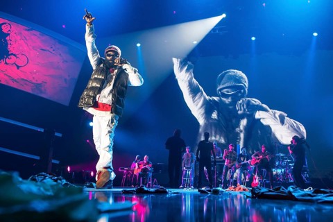 Rapper Marlon B from the German band Soehne Mannheims performing live at Energy Stars For Free in Hallenstadion