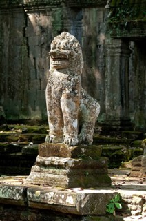 Guardian lion made of stone at the East Gate