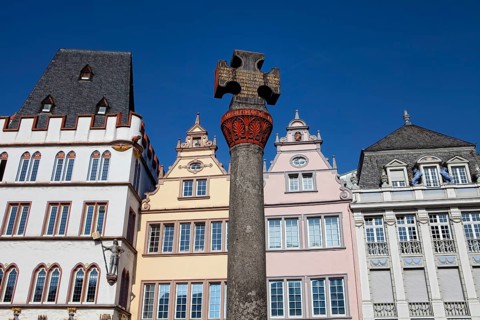 The medieval cross on Hauptmarkt square