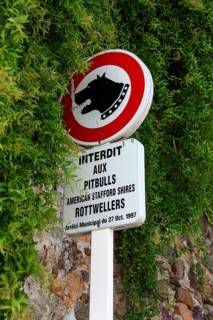 Prohibition sign for dangerous dogs