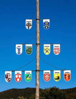 Guild pole with the emblems of all the trades of the town