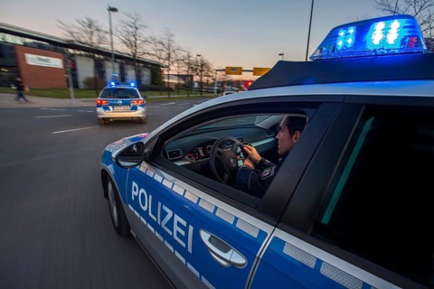 Police patrol car in an emergency operation