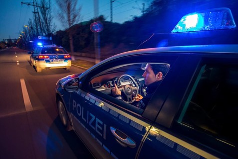 Police patrol car in an emergency operation