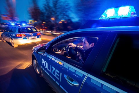 Police patrol car in an emergency operation