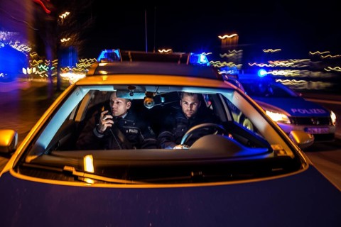 Police patrol car in an emergency operation