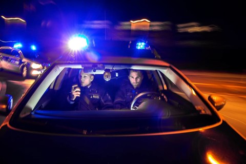 Police patrol car in an emergency operation