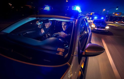 Police patrol car in an emergency operation