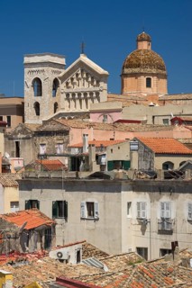 View of the Castello district with the Cathedral of Santa Maria di Castellodes as seen from Torre del Elefante tower