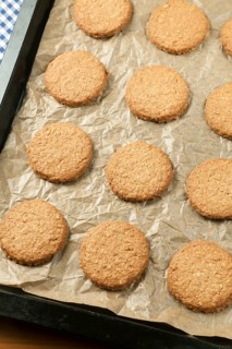 Oat biscuits on baking sheet