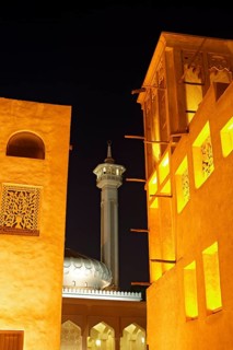 Restored wind tower houses and a mosque