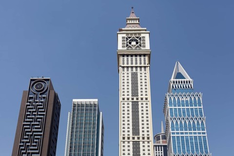 Skyscrapers built in differing architectural styles