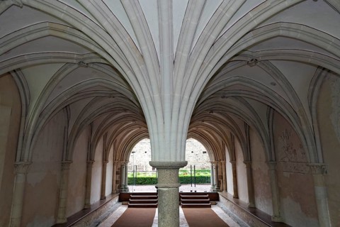 Column with palm-shaped vault pillar