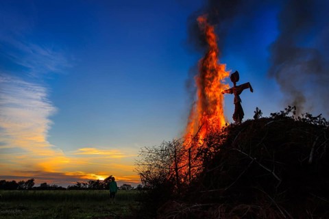The traditional burning of the witch at midsummer