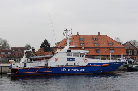 Staberhuk Coast Guard boat in the port of Neustadt in Holstein