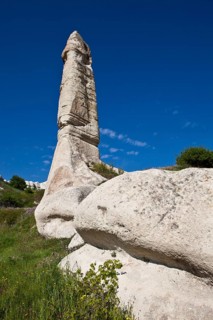 Fairy Chimneys made of tufa in the Valley of Love near the World Heritage Site of Goereme