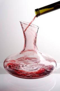 Red wine being decanted