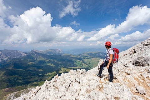Hikers walking on the summit ridge