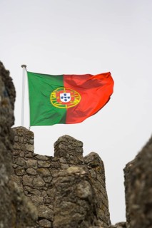 The Portuguese flag on the wall of the Moorish Castle