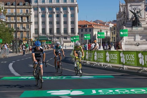 Cyclists of the Tour of Portugal cycling race