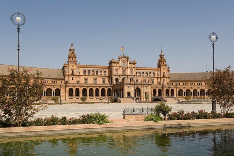 Central building and river