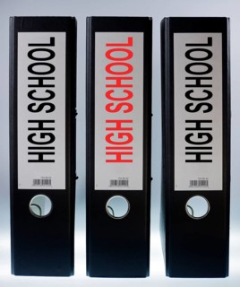 File folders labeled 'High School'