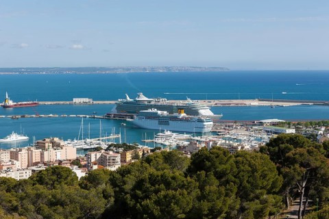 View from Bellver Castle on the port of Palma de Majorca
