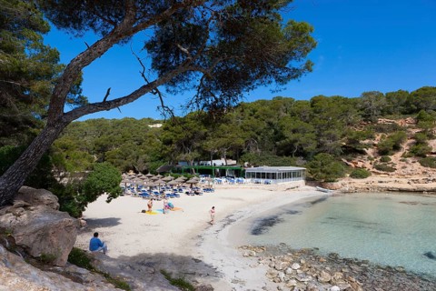 Restaurant at the hidden beach of Portals Vells