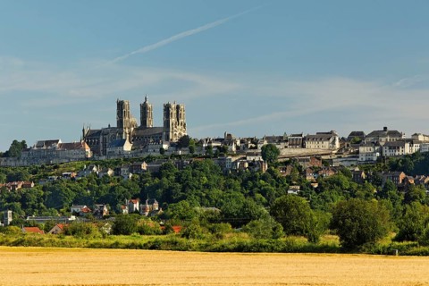 Laon Cathedral in the historic district on a limestone table mountain