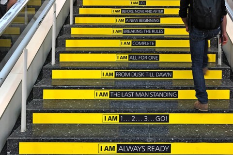 Slogans on stairs