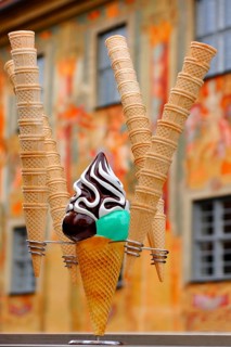Ice cream cones in a stand