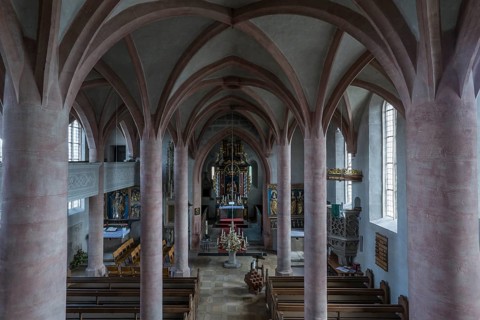 Interior of the gothic hall church St. Veit Church