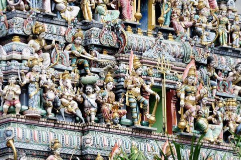 Figures at the entrance of a Hindu temple