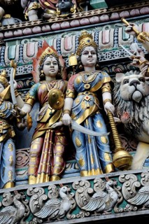 Figures at the entrance of a Hindu temple
