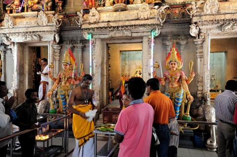 Religious ritual in a Hindu temple