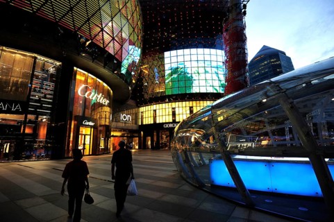 Ion Orchard shopping centre at dusk
